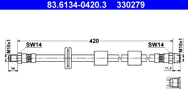 ATE 83.6134-0420.3 - Flexible de frein cwaw.fr