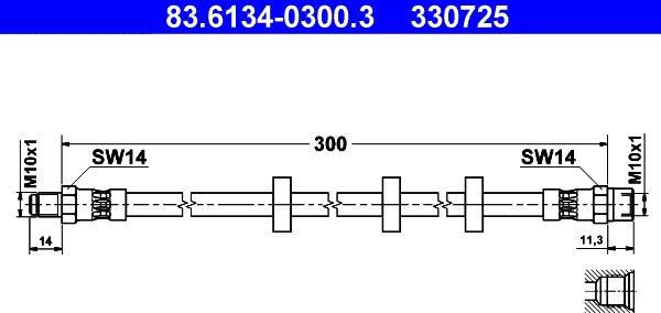 ATE 83.6134-0300.3 - Flexible de frein cwaw.fr