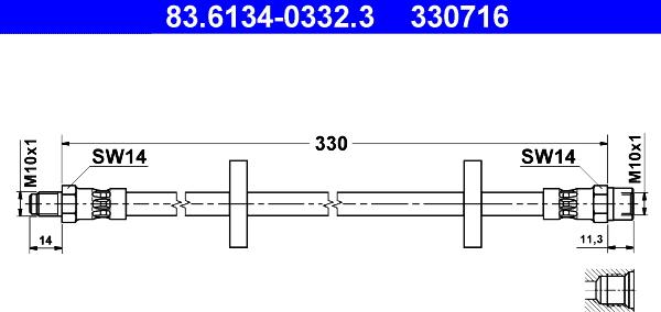 ATE 83.6134-0332.3 - Flexible de frein cwaw.fr