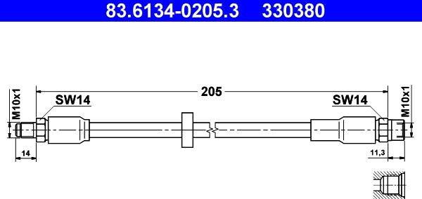 ATE 83.6134-0205.3 - Flexible de frein cwaw.fr