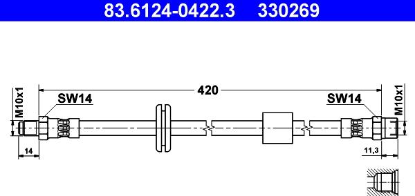 ATE 83.6124-0422.3 - Flexible de frein cwaw.fr