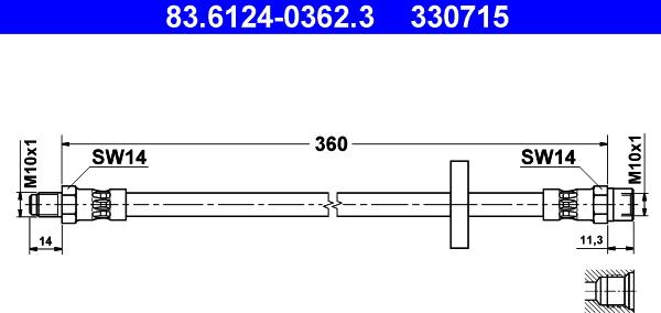 ATE 83.6124-0362.3 - Flexible de frein cwaw.fr