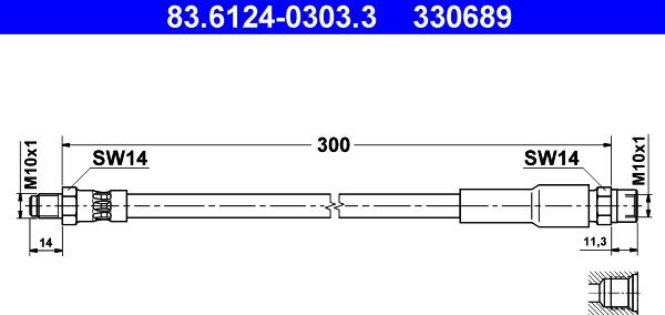 ATE 83.6124-0303.3 - Flexible de frein cwaw.fr