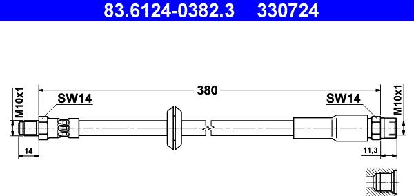 ATE 83.6124-0382.3 - Flexible de frein cwaw.fr