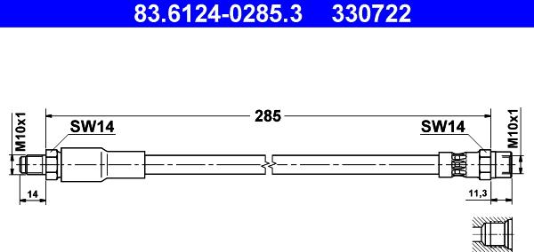 ATE 83.6124-0285.3 - Flexible de frein cwaw.fr