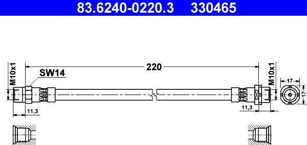 ATE 83.6240-0220.3 - Flexible de frein cwaw.fr