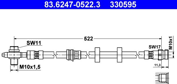 ATE 83.6247-0522.3 - Flexible de frein cwaw.fr