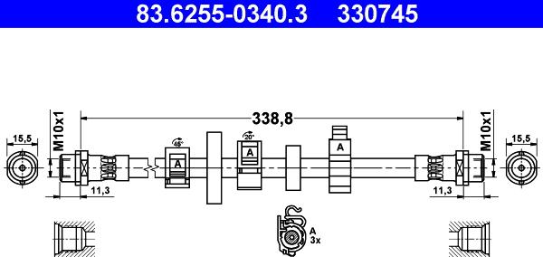 ATE 83.6255-0340.3 - Flexible de frein cwaw.fr