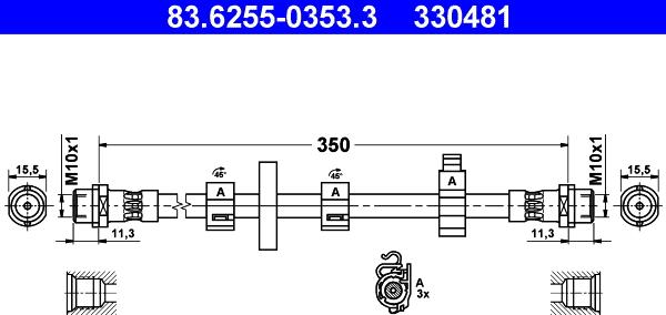 ATE 83.6255-0353.3 - Flexible de frein cwaw.fr