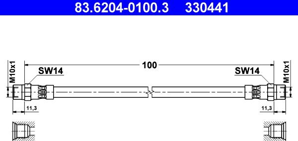 ATE 83.6204-0100.3 - Flexible de frein cwaw.fr