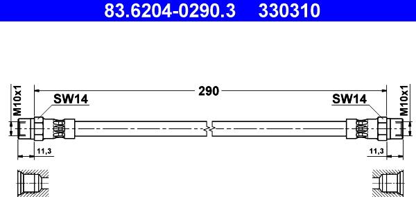 ATE 83.6204-0290.3 - Flexible de frein cwaw.fr