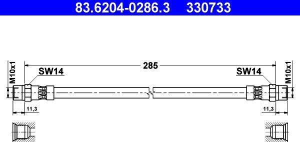 ATE 83.6204-0286.3 - Flexible de frein cwaw.fr