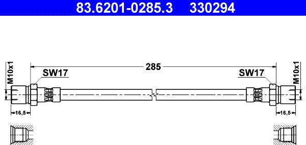 ATE 83.6201-0285.3 - Flexible de frein cwaw.fr