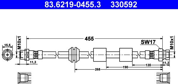 ATE 83.6219-0455.3 - Flexible de frein cwaw.fr