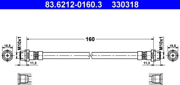 ATE 83.6212-0160.3 - Flexible de frein cwaw.fr