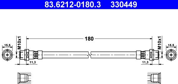 ATE 83.6212-0180.3 - Flexible de frein cwaw.fr