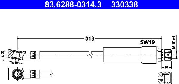 ATE 83.6288-0314.3 - Flexible de frein cwaw.fr