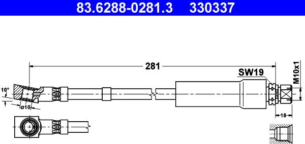 ATE 83.6288-0281.3 - Flexible de frein cwaw.fr