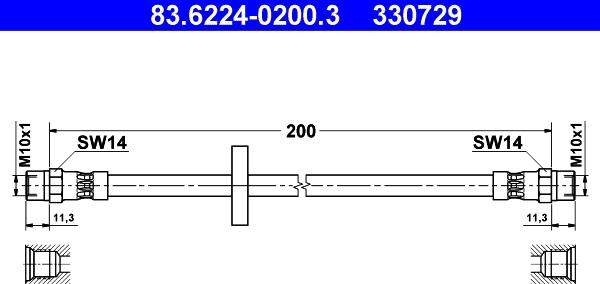 ATE 83.6224-0200.3 - Flexible de frein cwaw.fr