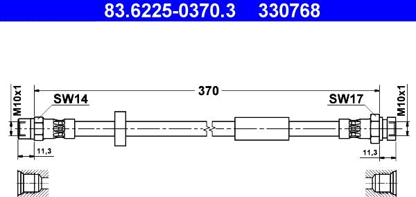 ATE 83.6225-0370.3 - Flexible de frein cwaw.fr