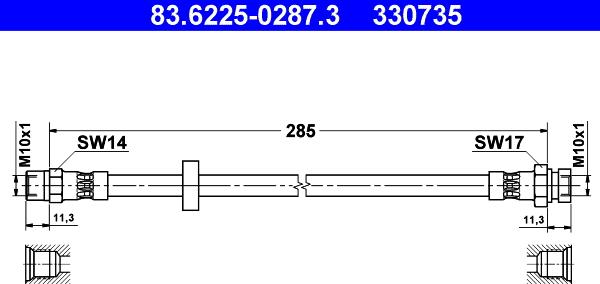 ATE 83.6225-0287.3 - Flexible de frein cwaw.fr