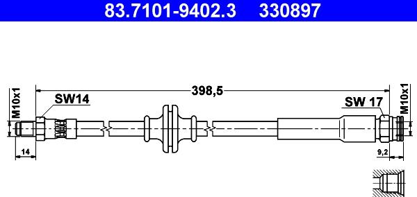 ATE 83.7101-9402.3 - Flexible de frein cwaw.fr