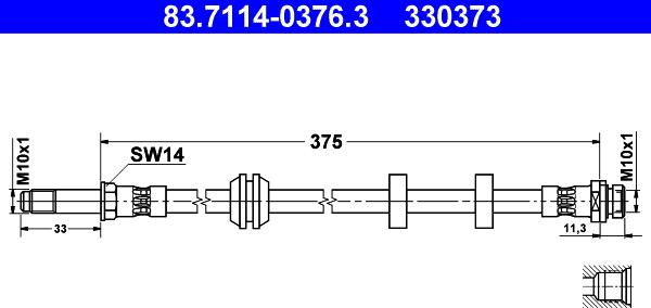 ATE 83.7114-0376.3 - Flexible de frein cwaw.fr