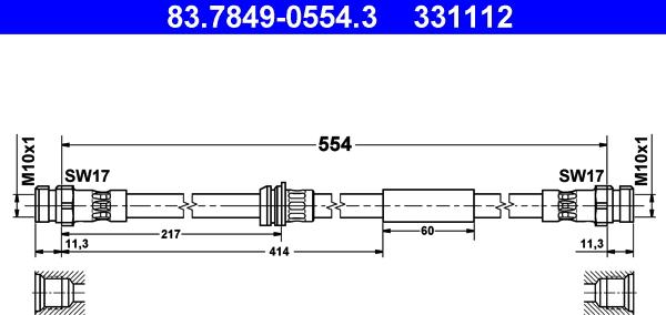 ATE 83.7849-0554.3 - Flexible de frein cwaw.fr