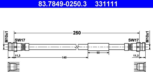 ATE 83.7849-0250.3 - Flexible de frein cwaw.fr