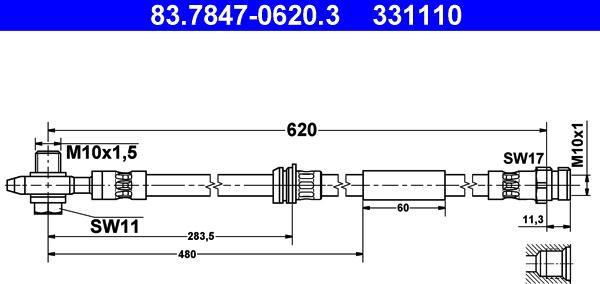 ATE 83.7847-0620.3 - Flexible de frein cwaw.fr