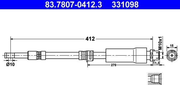 ATE 83.7807-0412.3 - Flexible de frein cwaw.fr