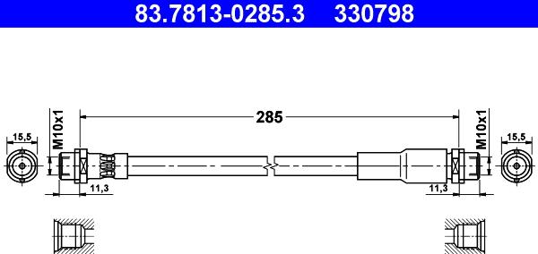 ATE 83.7813-0285.3 - Flexible de frein cwaw.fr