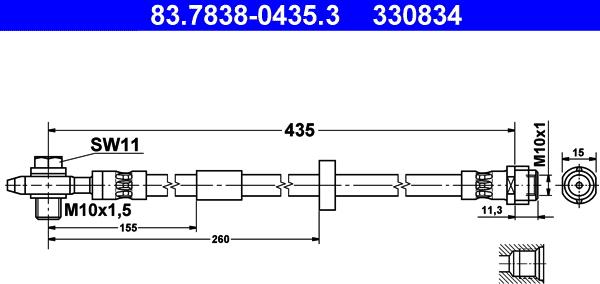 ATE 83.7838-0435.3 - Flexible de frein cwaw.fr