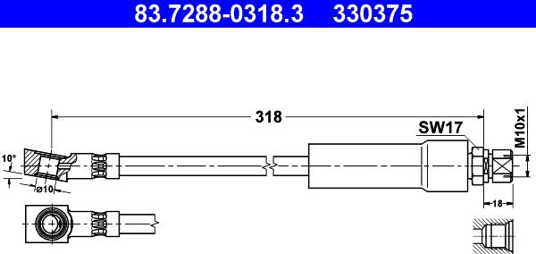 ATE 83.7288-0318.3 - Flexible de frein cwaw.fr