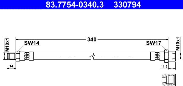 ATE 83.7754-0340.3 - Flexible de frein cwaw.fr