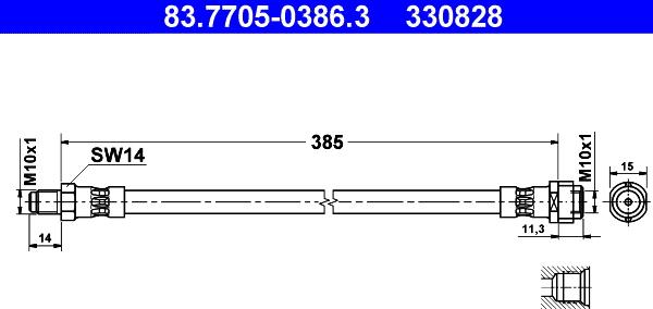 ATE 83.7705-0386.3 - Flexible de frein cwaw.fr