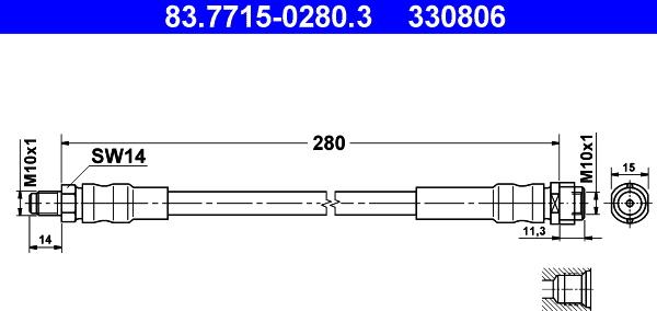 ATE 83.7715-0280.3 - Flexible de frein cwaw.fr