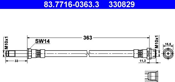 ATE 83.7716-0363.3 - Flexible de frein cwaw.fr