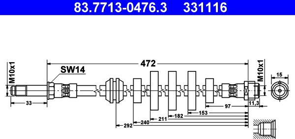 ATE 83.7713-0476.3 - Flexible de frein cwaw.fr