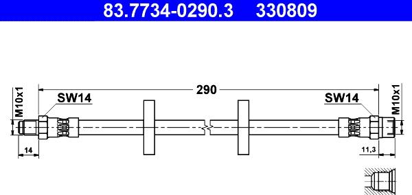 ATE 83.7734-0290.3 - Flexible de frein cwaw.fr