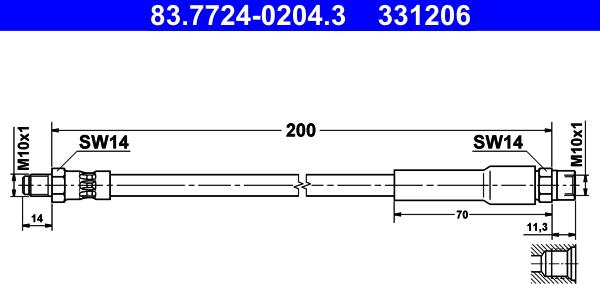 ATE 83.7724-0204.3 - Flexible de frein cwaw.fr