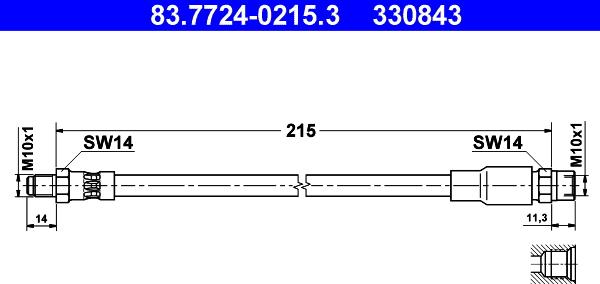 ATE 83.7724-0215.3 - Flexible de frein cwaw.fr