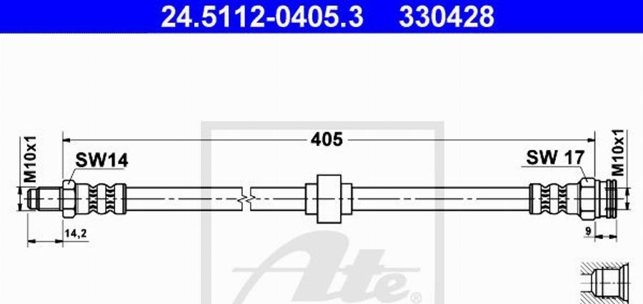 ATE 330428 - Flexible de frein cwaw.fr