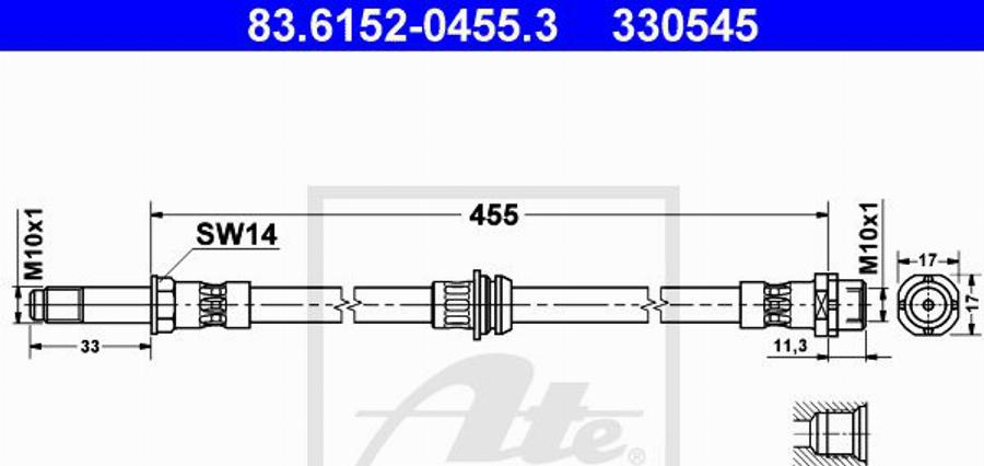 ATE 330545 - Flexible de frein cwaw.fr