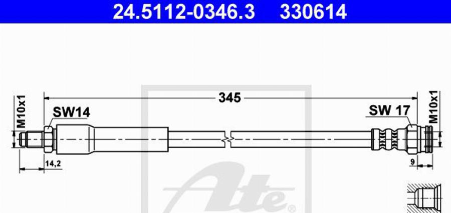 ATE 330614 - Flexible de frein cwaw.fr