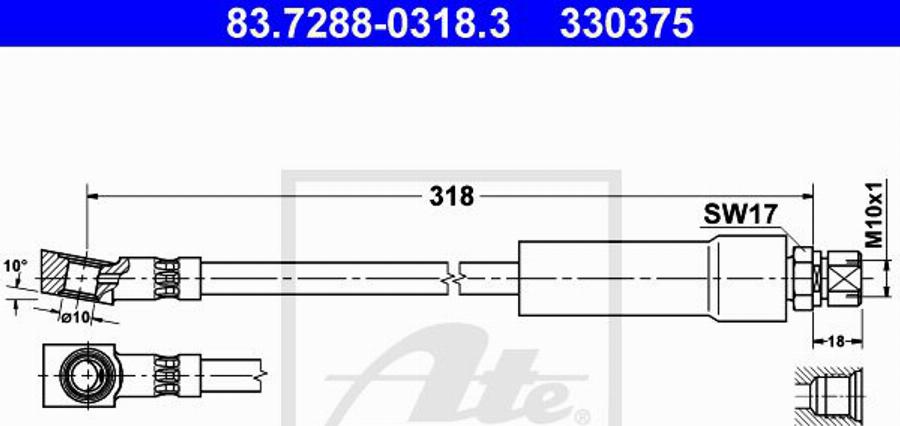 ATE 330375 - Flexible de frein cwaw.fr