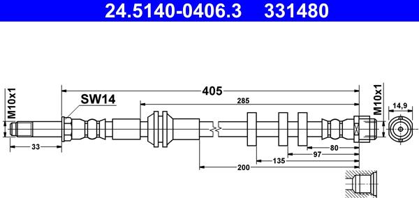 ATE 24.5140-0406.3 - Flexible de frein cwaw.fr