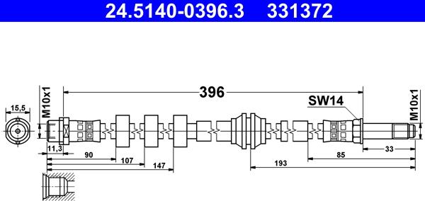 ATE 24.5140-0396.3 - Flexible de frein cwaw.fr