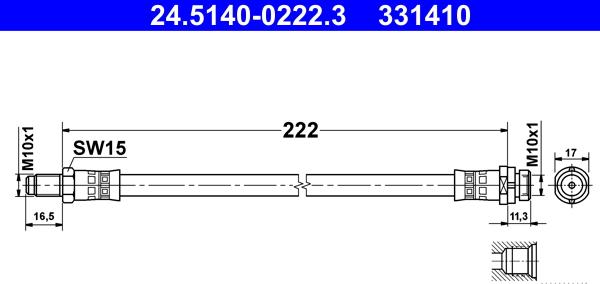 ATE 24.5140-0222.3 - Flexible de frein cwaw.fr