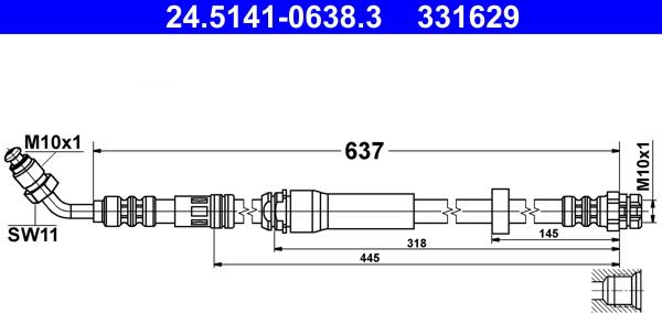 ATE 24.5141-0638.3 - Flexible de frein cwaw.fr